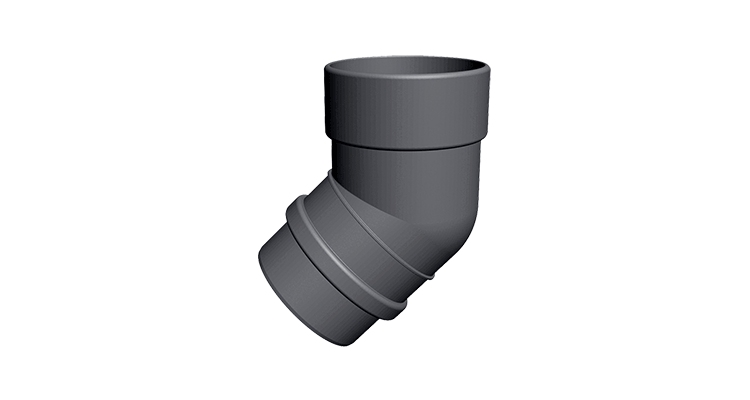 DOCKE LUX колено 45°, графит (Водосток DOCKE LUX пластиковый 141/100)