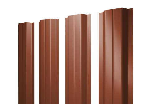 Штакетник П-образный A с прямым резом 0,5 Velur X RAL 8004 терракота